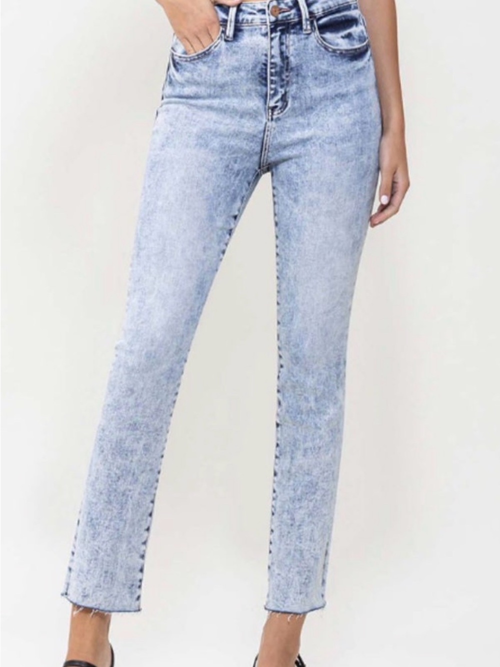 Vervet High Rise Acid Wash Slim Straight Jeans Size 26 / US 6